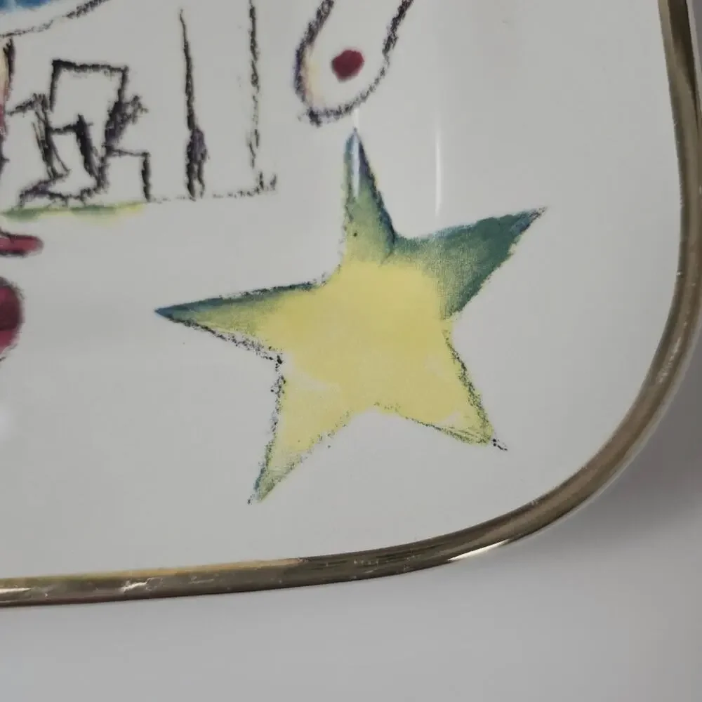 Rosanna Santa Magic Italy Square Christmas Plate Christmas Vintage Gold Rim